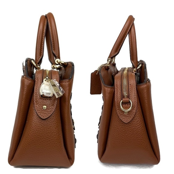 Coach Lillie Flower Floral Appliqué Rivet Brown Leather Crossbody Bag 2849 NWT - Picture 8 of 13